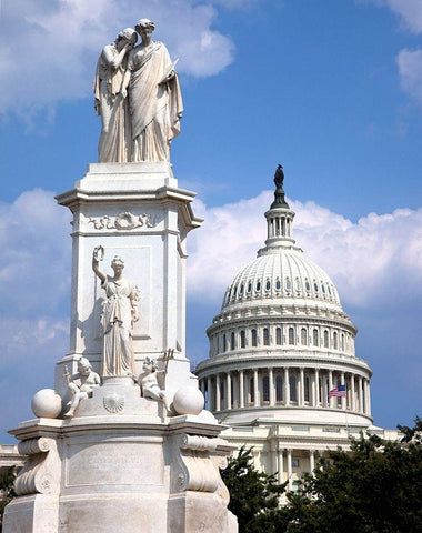 The Peace Monument located in Peace Circle on the grounds of the U.S. Capitol, First St. and Pennsyl Black Ornate Wood Framed Art Print with Double Matting by Highmith, Carol