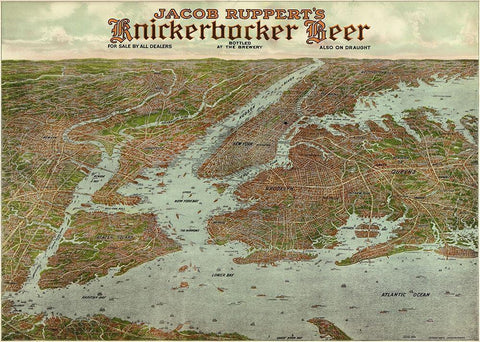 Panoramic view of New York City and vicinity, 1912 White Modern Wood Framed Art Print with Double Matting by Beer, Knickerbocker
