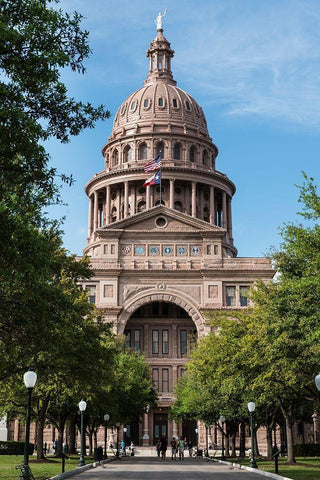 The Texas Capitol, Austin, Texas, 2014 White Modern Wood Framed Art Print with Double Matting by Highmith, Carol