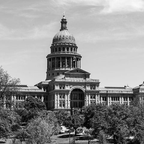 The Texas Capitol, Austin, Texas, 2014 - Black and White White Modern Wood Framed Art Print by Highmith, Carol