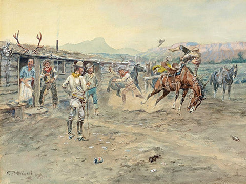 The Tenderfoot, 1900 White Modern Wood Framed Art Print with Double Matting by Russell, Charles Marion