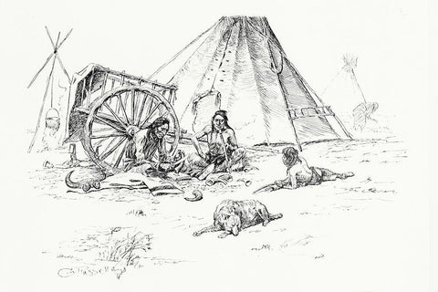 The Last of the Buffalo, 1899 White Modern Wood Framed Art Print with Double Matting by Russell, Charles Marion