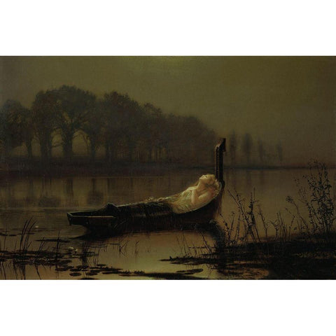 The Lady of Shalott White Modern Wood Framed Art Print by Grimshaw, John Atkinson