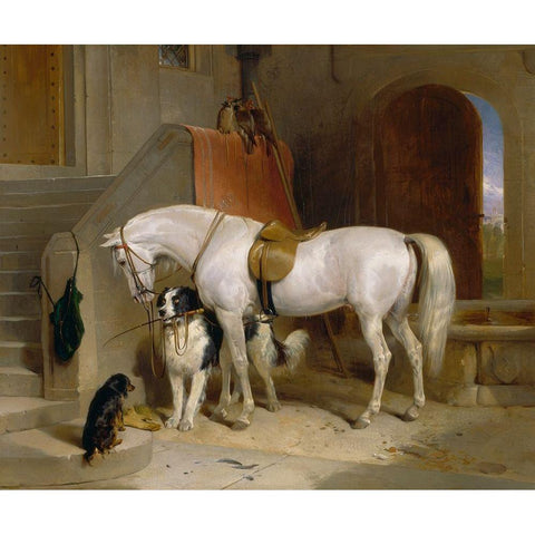 Favourites White Modern Wood Framed Art Print by Landseer, Sir Edwin Henry