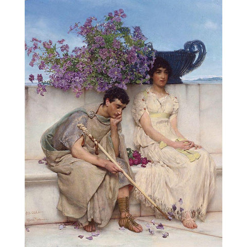 An Eloquent Silence Gold Ornate Wood Framed Art Print with Double Matting by Alma-Tadema, Sir Lawrence