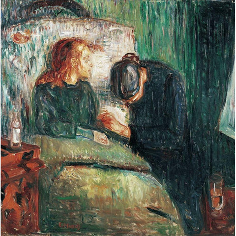 The Sick Child, 1907 Black Modern Wood Framed Art Print by Munch, Edvard