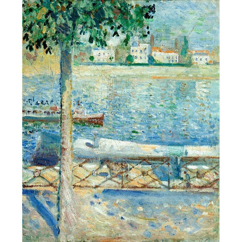 The Seine at Saint-Cloud, 1890 Gold Ornate Wood Framed Art Print with Double Matting by Munch, Edvard