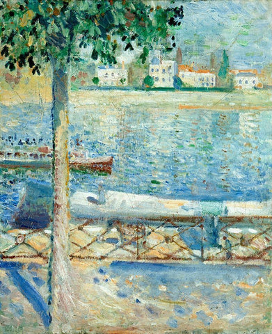 The Seine at Saint-Cloud, 1890 Black Ornate Wood Framed Art Print with Double Matting by Munch, Edvard