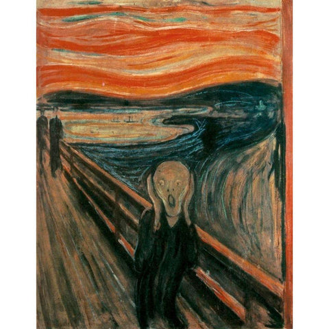 The Scream, 1893 Gold Ornate Wood Framed Art Print with Double Matting by Munch, Edvard