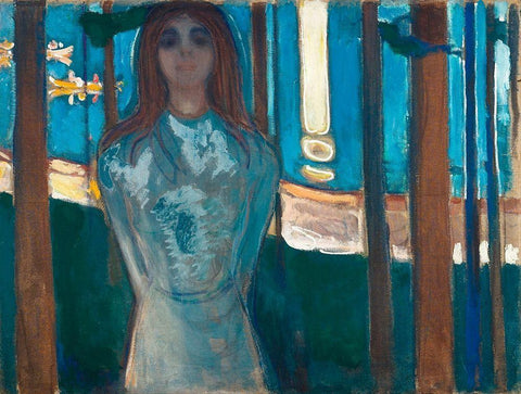 The Voice / Summer Night, 1896 Black Ornate Wood Framed Art Print with Double Matting by Munch, Edvard