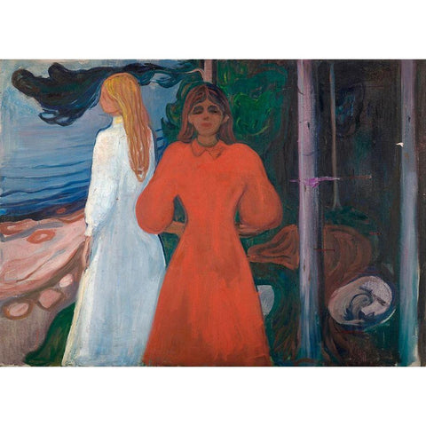 Red and White, 1899-1900 Black Modern Wood Framed Art Print with Double Matting by Munch, Edvard