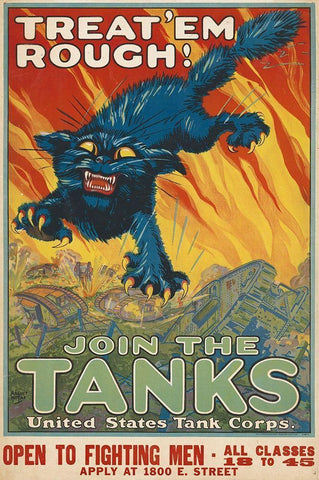 Treat em Rough - Join the Tanks, 1917 White Modern Wood Framed Art Print with Double Matting by Hutaf, August