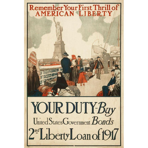 Remember Your First Thrill of American Liberty, 1917 Gold Ornate Wood Framed Art Print with Double Matting by Unknown 20th Century American Artist