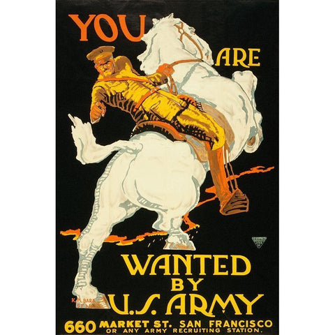 You are wanted by the U.S. Army, 1915/1918 Black Modern Wood Framed Art Print with Double Matting by Bara, K.M.