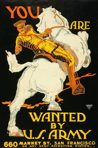 You are wanted by the U.S. Army, 1915/1918 White Modern Wood Framed Art Print with Double Matting by Bara, K.M.