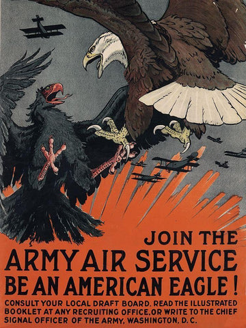 Join the Army Air Service, Be an American Eagle, ca. 1917 White Modern Wood Framed Art Print with Double Matting by Bull, Charles Livingston