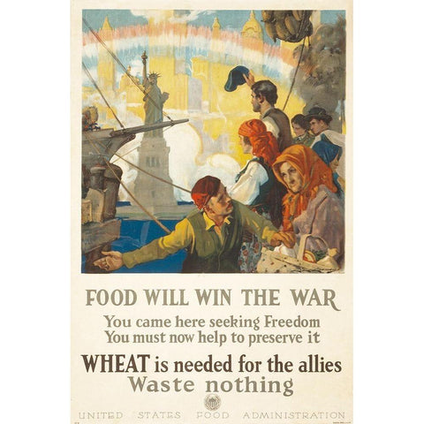 Food Will Win the War, 1917 White Modern Wood Framed Art Print by Chambers, Charles Edward