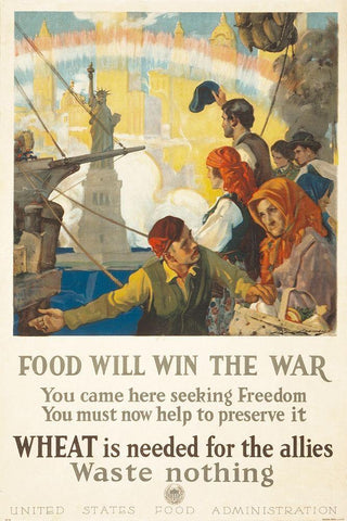 Food Will Win the War, 1917 White Modern Wood Framed Art Print with Double Matting by Chambers, Charles Edward