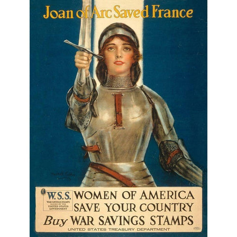 Joan of Arc Saved France--Women of America, Save Your Country, 1918 Black Modern Wood Framed Art Print with Double Matting by Coffin, Haskell