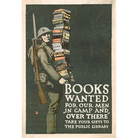 Books Wanted for our Men in Camp and Over There, 1918/1923 Black Modern Wood Framed Art Print with Double Matting by Falls, Charles Buckles