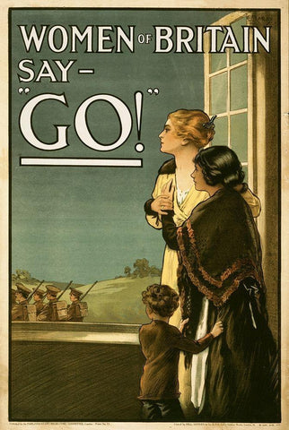 Women of Britain say - Go! Black Ornate Wood Framed Art Print with Double Matting by Kealey, E.P.