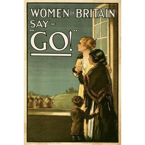 Women of Britain say - Go! Gold Ornate Wood Framed Art Print with Double Matting by Kealey, E.P.