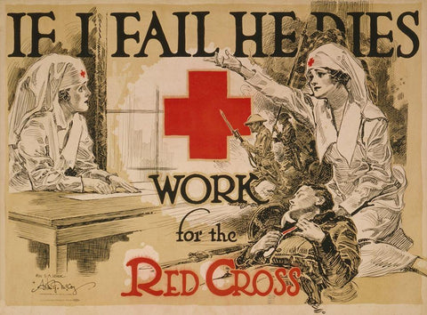 If I fail he dies. Work for the Red Cross, ca. 1918 Black Ornate Wood Framed Art Print with Double Matting by McCoy, Arthur G.