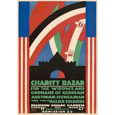 Charity Bazaar for Widows and Orphans, 1916 Black Modern Wood Framed Art Print with Double Matting by Reiss, Winold