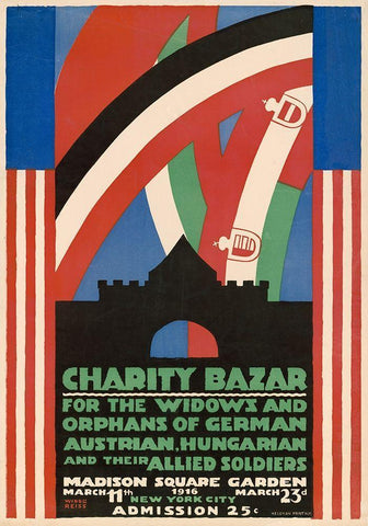 Charity Bazaar for Widows and Orphans, 1916 White Modern Wood Framed Art Print with Double Matting by Reiss, Winold