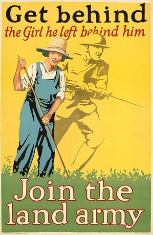 Get behind the girl he left behind him, ca. 1918 Black Ornate Wood Framed Art Print with Double Matting by Guenther