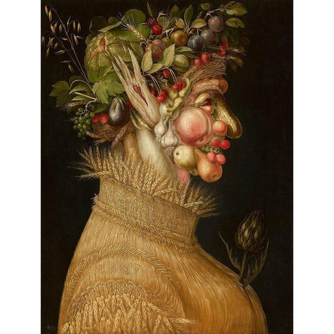 Summer Black Modern Wood Framed Art Print with Double Matting by Arcimboldo, Giuseppe