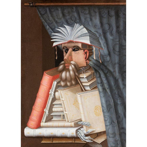 The Librarian White Modern Wood Framed Art Print by Arcimboldo, Giuseppe