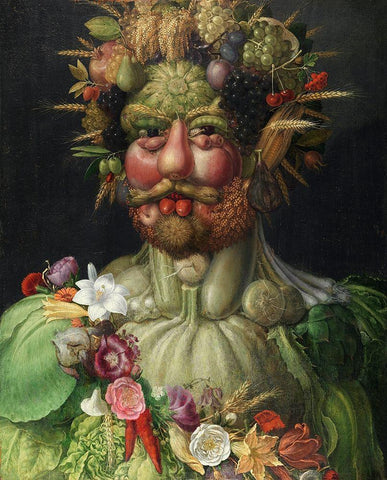 Vertumnus, 1591 White Modern Wood Framed Art Print with Double Matting by Arcimboldo, Giuseppe