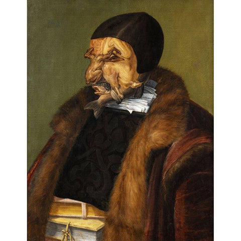 The Lawyer White Modern Wood Framed Art Print by Arcimboldo, Giuseppe