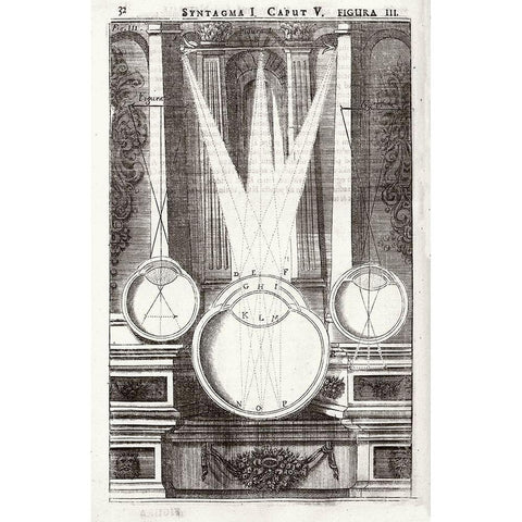 Anatomy of Vision - Oculus artificialis teledioptricus, vol. 1, p. 32 Black Modern Wood Framed Art Print with Double Matting by Zahn, Johann