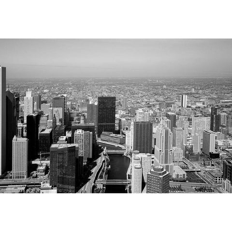 Aerial view of skyline Chicago Illinois Gold Ornate Wood Framed Art Print with Double Matting by Highsmith, Carol