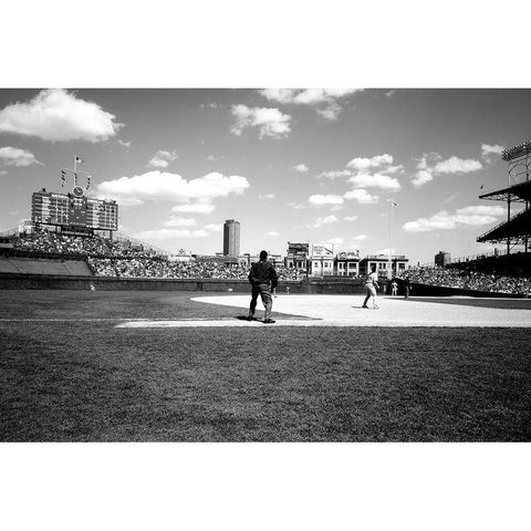 Ballgame at historic Wrigley Field Chicago Illinois White Modern Wood Framed Art Print by Highsmith, Carol