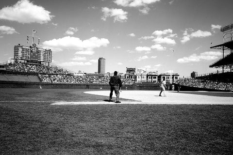 Ballgame at historic Wrigley Field Chicago Illinois Black Ornate Wood Framed Art Print with Double Matting by Highsmith, Carol