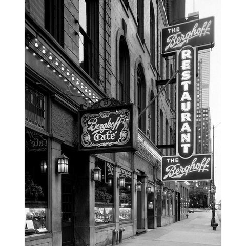 Berghoffs Restaurant Chicago Illinois Black Modern Wood Framed Art Print with Double Matting by Highsmith, Carol