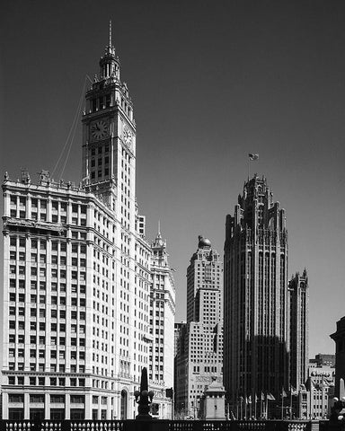 Landmark skyscrapers Chicago Illinois White Modern Wood Framed Art Print with Double Matting by Highsmith, Carol