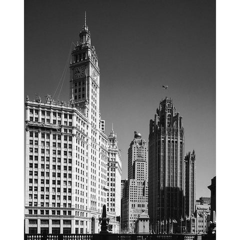 Landmark skyscrapers Chicago Illinois White Modern Wood Framed Art Print by Highsmith, Carol