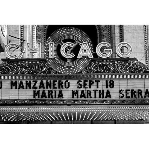 Marquee of the historic Chicago Theater Chicago Illinois Gold Ornate Wood Framed Art Print with Double Matting by Highsmith, Carol