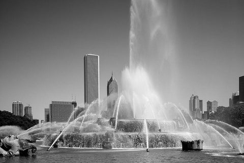 Buckingham fountain Chicago Illinois Black Ornate Wood Framed Art Print with Double Matting by Highsmith, Carol