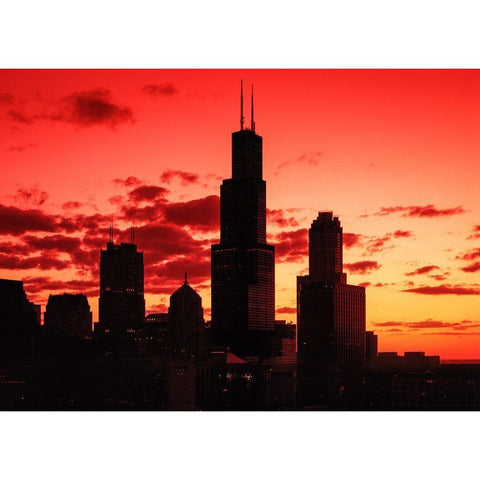 Chicago silhouette Chicago Illinois White Modern Wood Framed Art Print by Highsmith, Carol