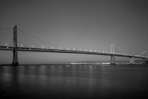 San Francisco Oakland Bay Bridge at dusk San Francisco California White Modern Wood Framed Art Print with Double Matting by Highsmith, Carol