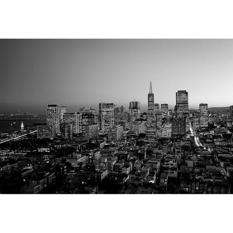 San Francisco California at dusk White Modern Wood Framed Art Print by Highsmith, Carol