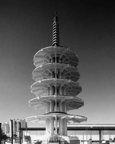 Japantown Peace Pagoda San Francisco California Black Ornate Wood Framed Art Print with Double Matting by Highsmith, Carol