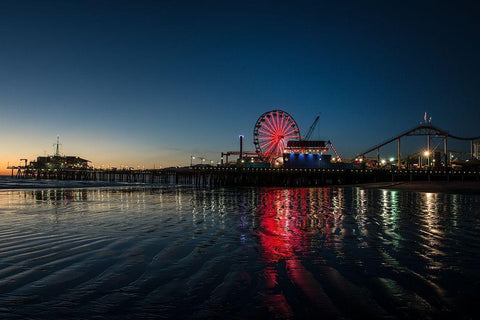 Santa Monica Pier at Sunset California White Modern Wood Framed Art Print with Double Matting by Highsmith, Carol