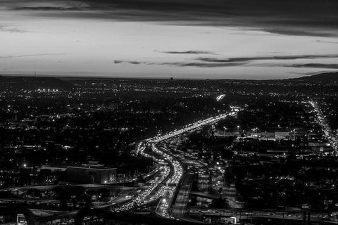 Looking north over the U.S. 101 (Hollywood) Freeway Los Angeles California Black Ornate Wood Framed Art Print with Double Matting by Highsmith, Carol