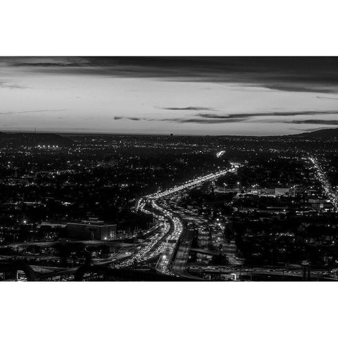 Looking north over the U.S. 101 (Hollywood) Freeway Los Angeles California Black Modern Wood Framed Art Print by Highsmith, Carol